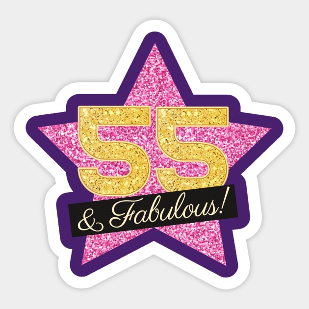 55th Birthday Gifts Women Fabulous - Pink Gold Sticker by BetterManufaktur